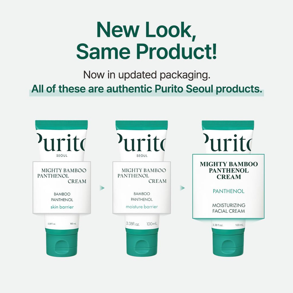 PURITO Mighty Bamboo Panthenol Cream, Glow Cream, Skin Barrier Repair, for All Skin Types, Daily Face Moisturizer, Glass skin, Vegan, Korean Skin Care 3.38fl.oz / 100ml