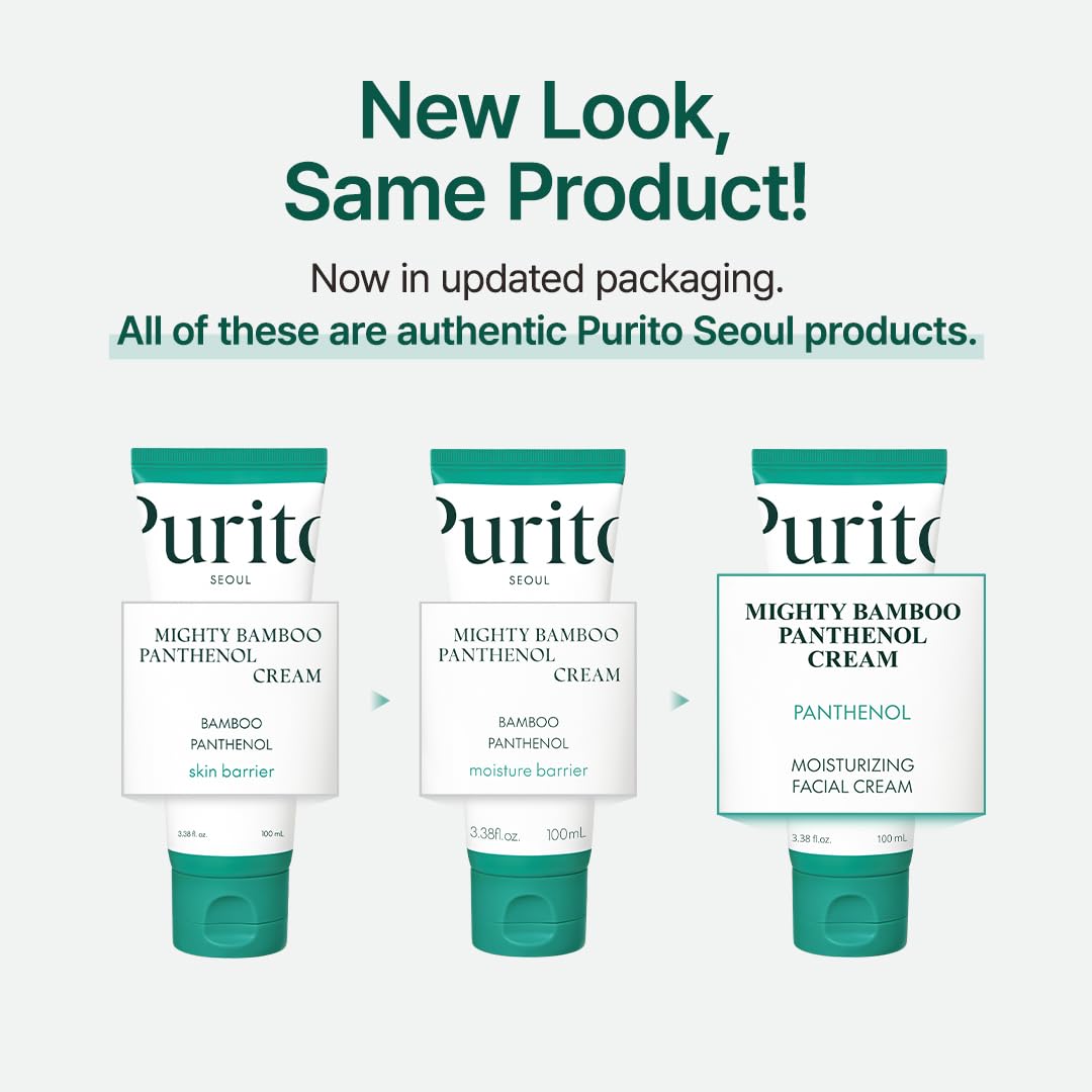 PURITO Mighty Bamboo Panthenol Cream, Glow Cream, Skin Barrier Repair, for All Skin Types, Daily Face Moisturizer, Glass skin, Vegan, Korean Skin Care 3.38fl.oz / 100ml