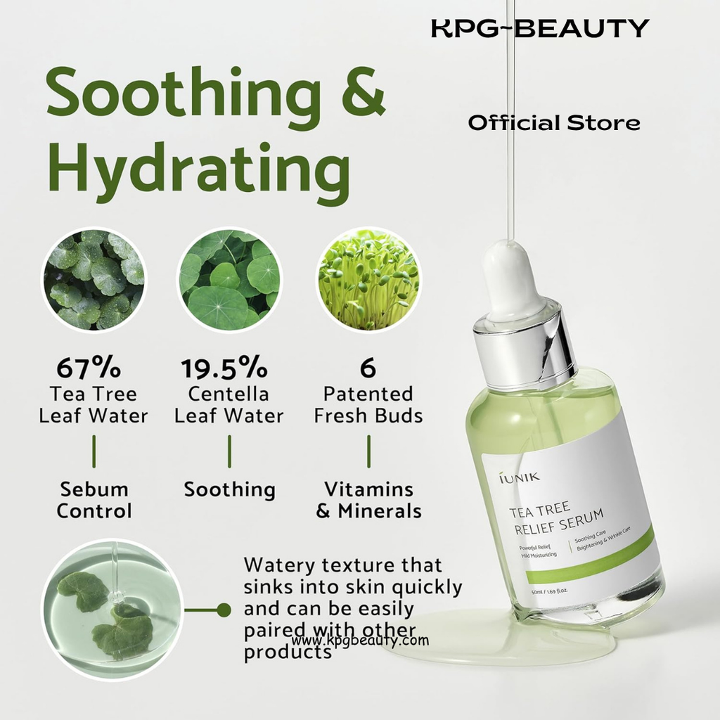iUNIK Centella Edition Skincare Set (Cream 2.02 fl.oz. & Mini Serum 0.51 fl.oz.) - Centella Asiatica and Tea Tree Leaf Waters to Soothe, Calm, Moisturize, and Protect the Skin IUNIK