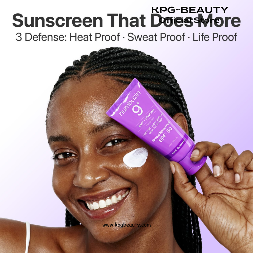 numbuzin No.9 Sunscreen | Super Defense Glow Sunscreen | Broad Spectrum SPF 50 | For All Skin Types & Skin Tones | Glowing, Dewy Finish, Water-Resistant | No White Cast, Korean Skincare | 1.69 fl. oz. Numbuzin