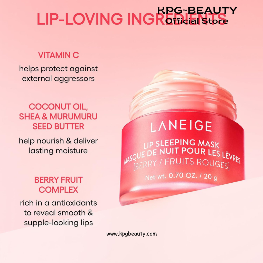 LANEIGE Lip Sleeping Mask 20gm: Nourish, Hydrate, Vitamin C, Murumuru & Shea Butter, Antioxidants, Flaky, Dry Lips LANEIGE