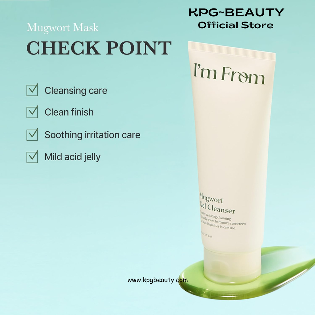 I'm from Mugwort Gel Cleanser 150ml, Mugwort 60%, Calming, Soothing, Mild low pH Korean Face Wash for Sensitive Skin, Irritated Skin, Herbal, Hypoallergenic, Vegan IAM FROM