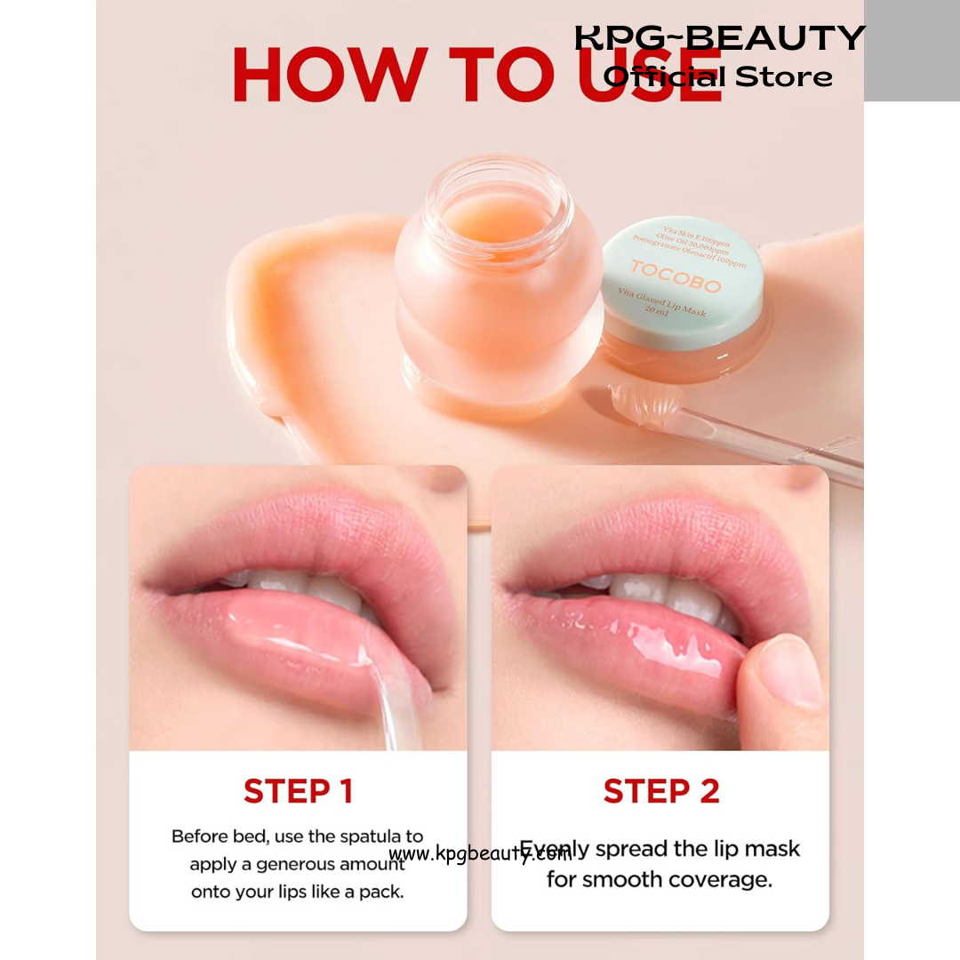 TOCOBO Vita Glazed Lip Mask – Vegan Overnight Lip Sleeping Mask for Dry, Chapped Lips | PHA (Lactobionic Acid) Gentle Exfoliation | Non-Sticky Glazed Balm, Korean Skincare, 0.68 oz Tocobo
