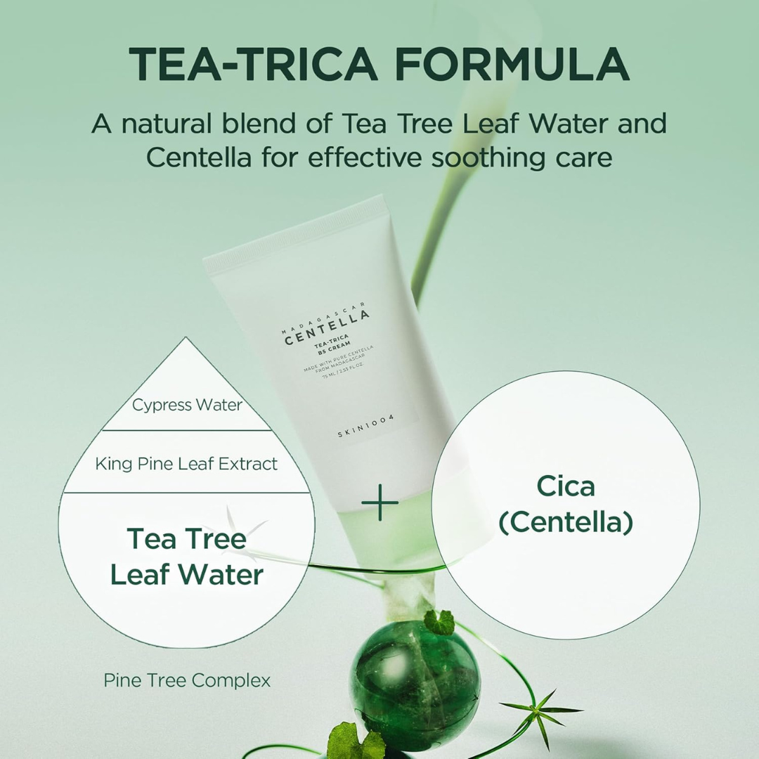 SKIN1004 Tea-Trica B5 Cream, Face Moisturizer with Centella Asiatica & Panthenol B5, Gel Moisturizer for Soothing & Hydrating, Cica Cream with Tea Tree & Centella, Korean Skin Care, 2.53 fl.oz / 75ml SKIN1004