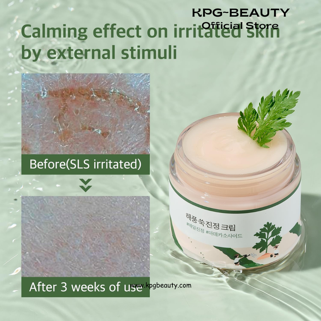 ROUND LAB Mugwort Calming Cream 80ml / Soothing, Moisturizing, Madecassoside, Calming Cream Round Lab