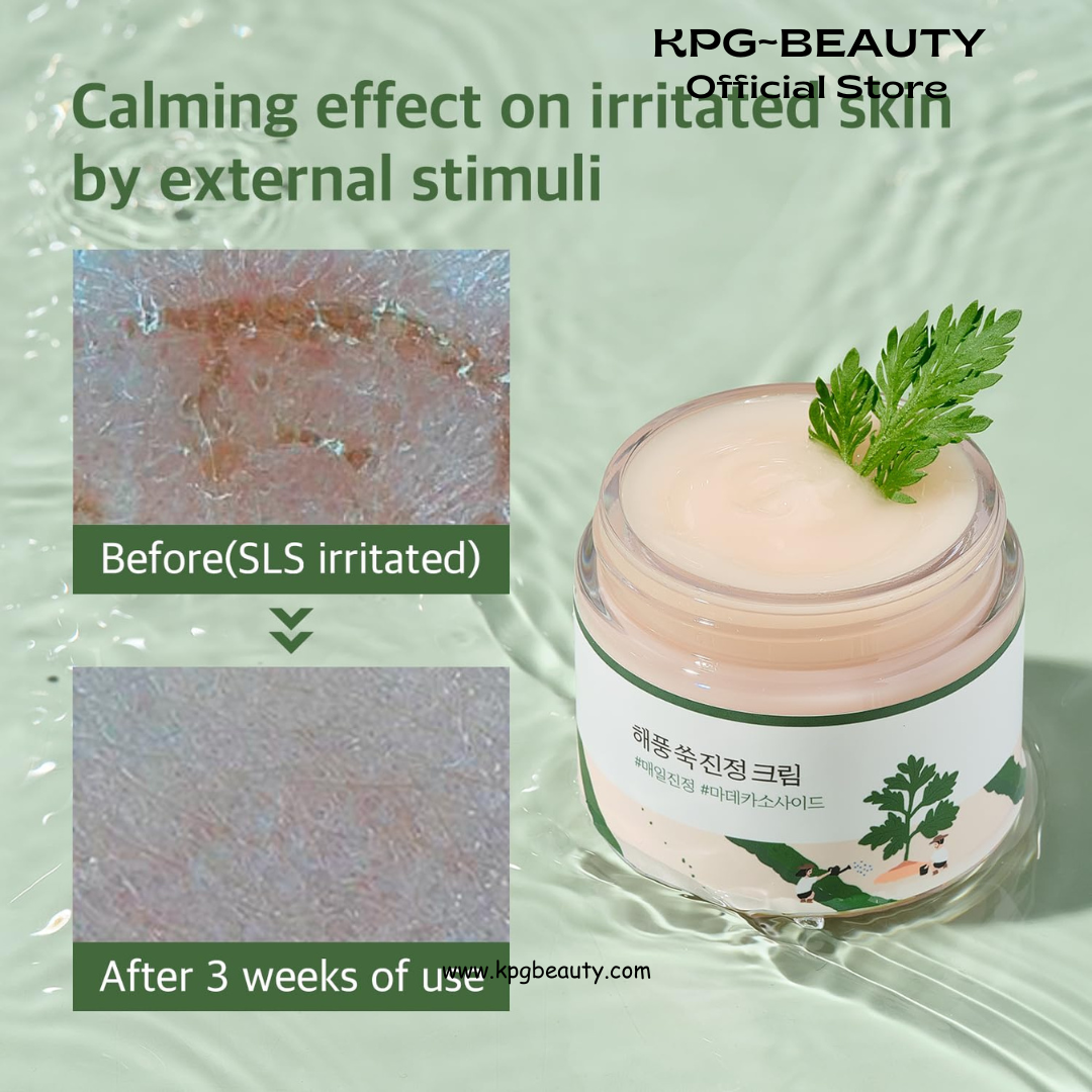 ROUND LAB Mugwort Calming Cream 80ml / Soothing, Moisturizing, Madecassoside, Calming Cream Round Lab