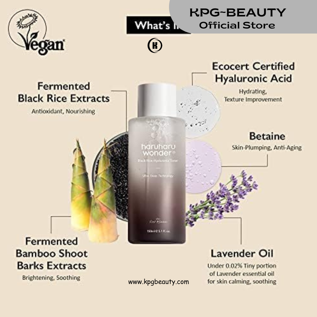 haruharu Wonder, Black Rice Hyaluronic Toner, 150 ml  Deep Hydration, Glass Skin, Korean Skincare, Vegan, Cruelty-Free