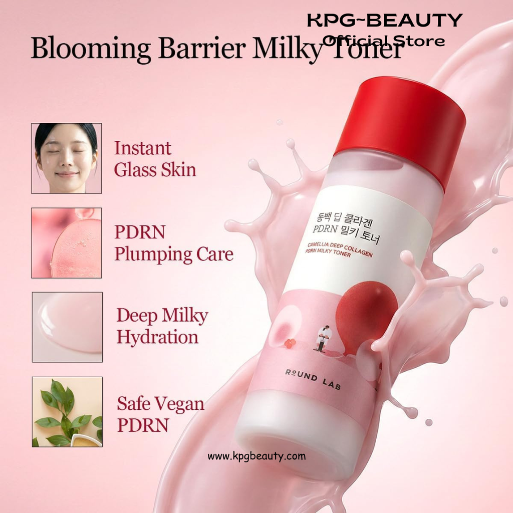 ROUND LAB Camellia Collagen PDRN Milky Toner 5.07 Fl Oz, Hydrating Elasticity-Boosting Glass Skin Toner with Low Molecular Collagen and Camellia Flower Extract, Milky Glow Texture, Korean Skincare Round Lab