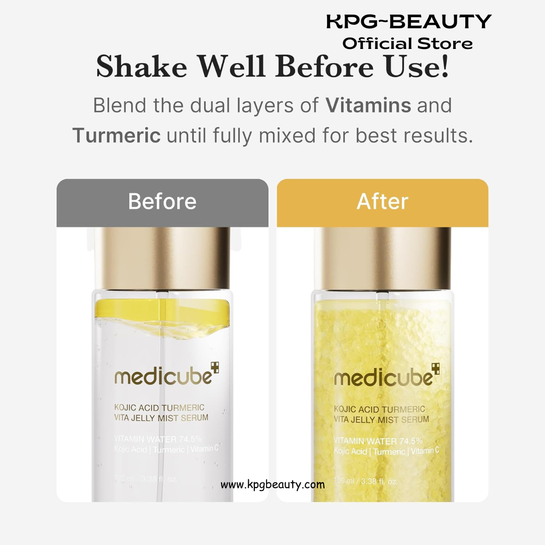 medicube Jelly Mist Serum with Kojic Acid Turmeric | 2-in-1 Daily Facial Spray and Serum | With Vitamin C, Turmeric, Panthenol for Hydrating, Calming Care | Lightweight, Refreshing Mist | 3.38 fl.oz Medicube