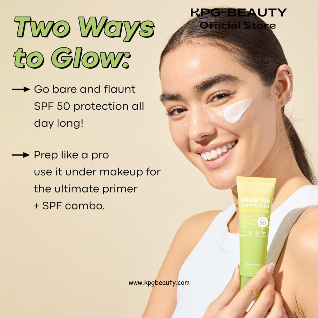 TONYMOLY Green Tea Korean Sunscreen SPF 50+ PA++++ — No White Cast, Lightweight Face Sunscreen for All Skin Tones, Hydrating with Niacinamide, Panthenol & Hyaluronic Acid, 1.69 fl oz TonyMoly