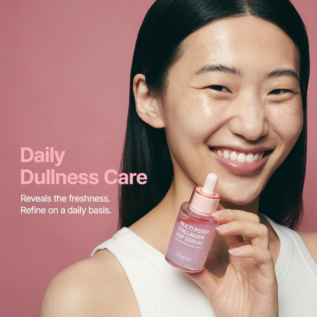 PURITO Multi PDRN + Collagen + EGF Revitalizing Facial Serum | for Glass Skin, Radiance, Elasticity & Hydration | 99% Pure PDRN Complex, Firming & Brightening Booster | Korean Skincare Purito Seoul