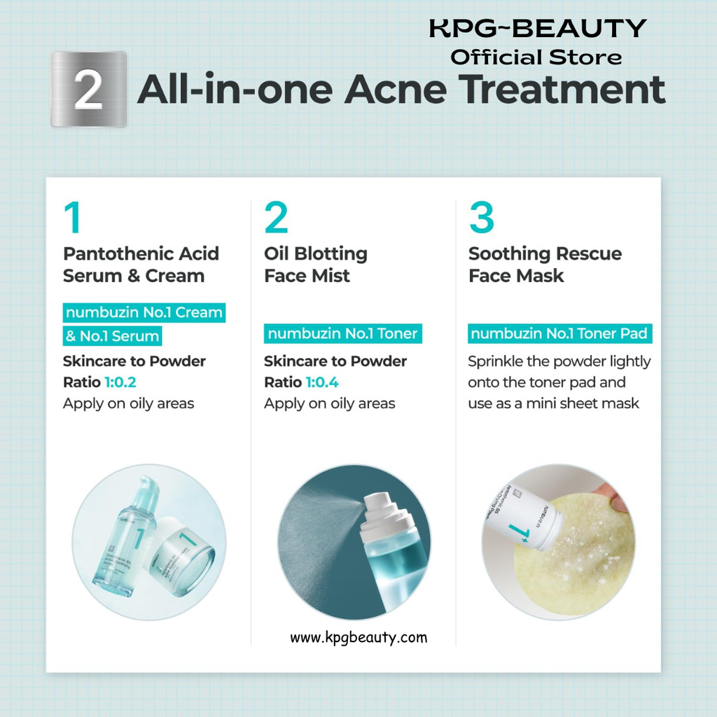 numbuzin No.1 Powder | Pantothenic B5 Active Drying Powder | Spot Treatment Acne, Pantothenic Acid, Niacinamide, Madecassoside | Excess Oil Control, Flattens Cystic Acne, Breakouts | 0.24 oz. Numbuzin