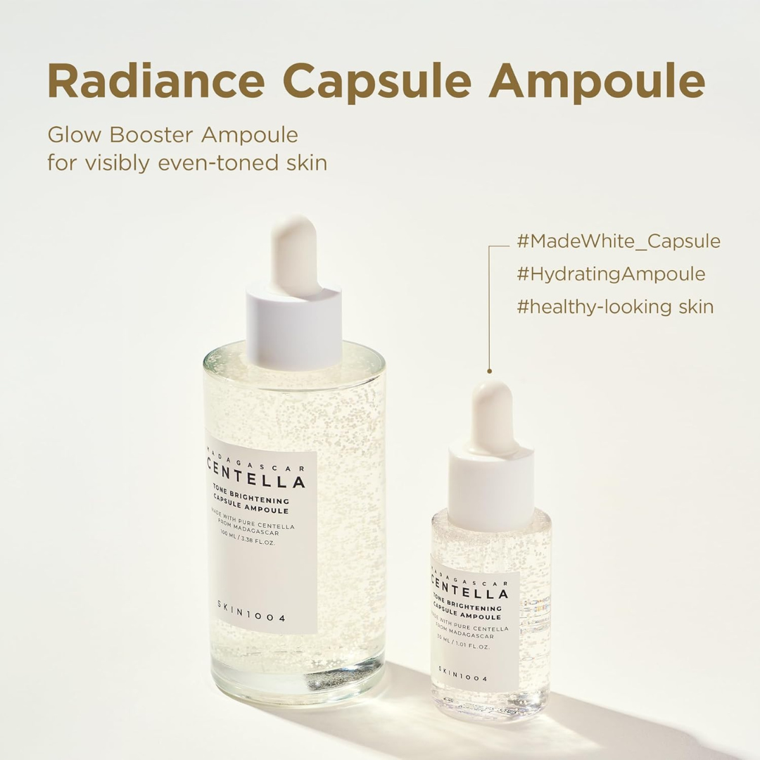 SKIN1004 Madagascar Centella Ampoule Kit, 4ea x 1.10 fl.oz, 30ml, Travel Size Face Serum Collection, Korean Skincare Set with Centella Ampoule and Hydrating Serum for Soothing Care, Korean Skin Care SKIN1004