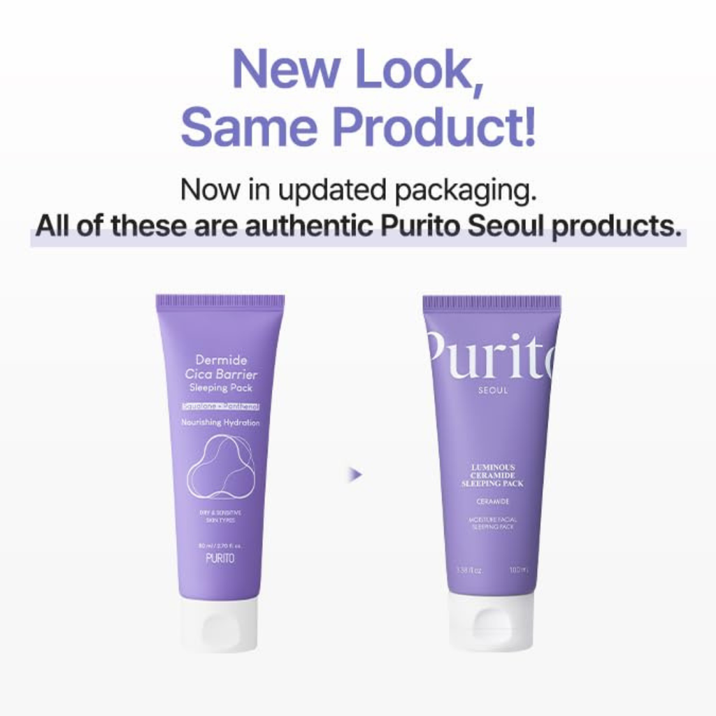 PURITO Luminous Ceramide Sleeping Pack | Overnight Recovery Cream with Five Ceramides for Dry & Sensitive Skin | Ceramide, Hydration Lock | Vegan & Cruelty-Free, Korean Skincare, 100mL Purito Seoul