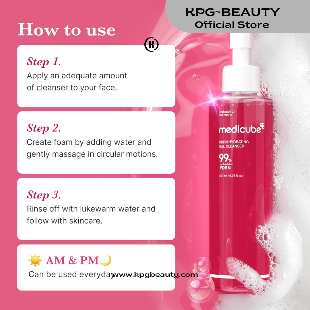 medicube PDRN Jelly to Foam Cleanser | Low pH Hydrating Daily Face Wash for All Skin Types | With PDRN, Collagen & LHA | Gentle Pore Care & Radiant, Balanced-Looking Skin | Korean Skincare | 200ml