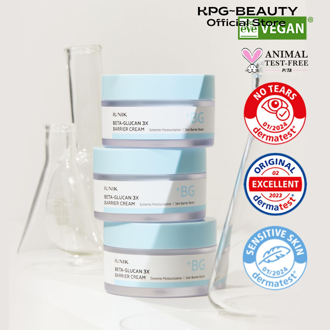 IUNIK Beta-Glucan 3X Barrier Cream – Beta-Glucan, Shea Butter & Panthenol Deep Hydration Cream Moisturizer for Barrier Strengthening, Korean Skincare for Dry & Sensitive Skin, 50ml IUNIK