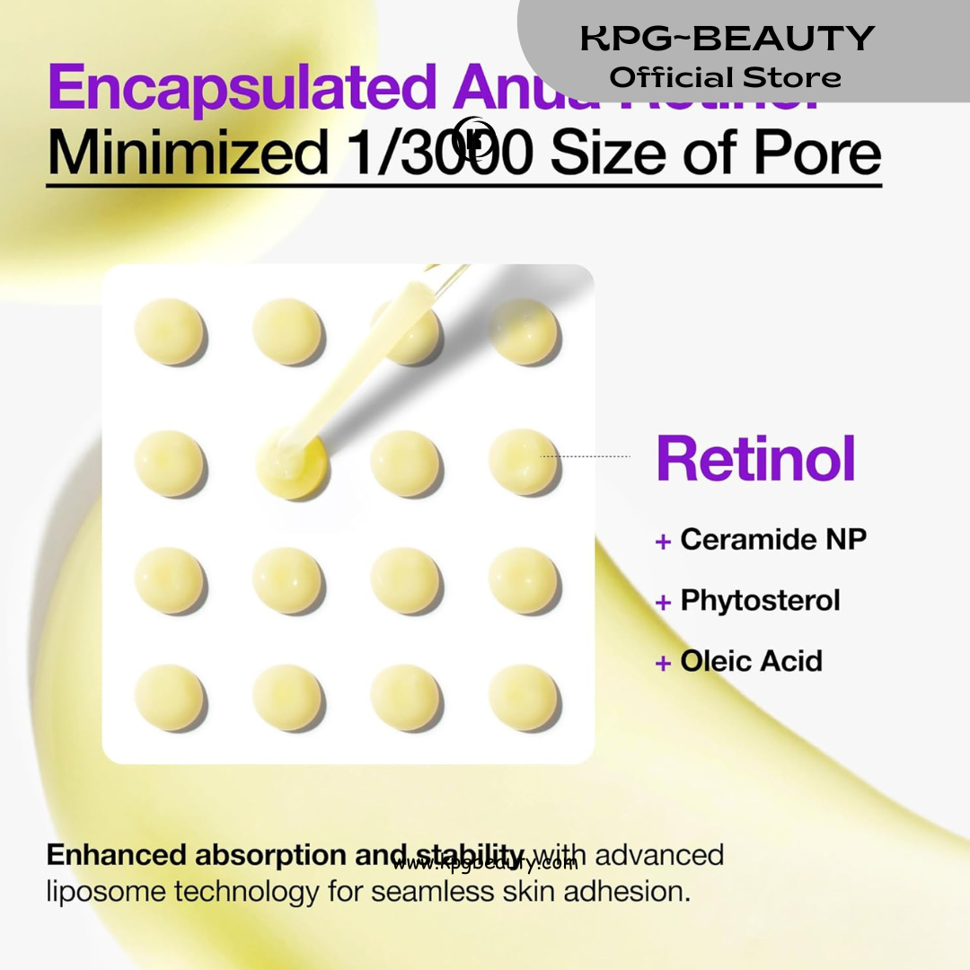 Anua Retinol Serum for Anti-Aging, Textured skin | 0.3% Retinol, 5% Niacinamide, 20+Soothing Ingredients Gentle for Beginner 30ml KPG BEAUTY