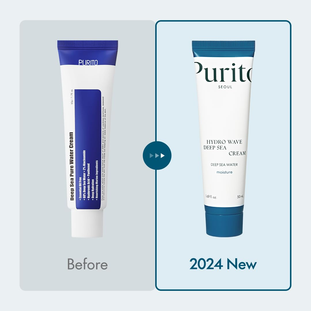 PURITO Deep Sea Cream, Hydration, Lightweight, for All Skin Types, Daily Face Moisturizer, Vegan & Cruelty-Free, Korean Skin Care, 50ml Purito Seoul