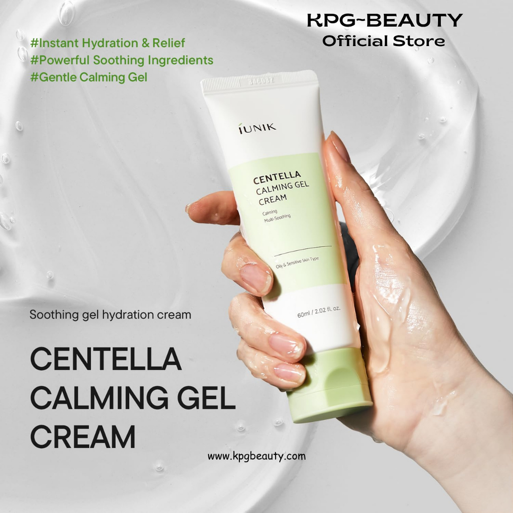 IUNIK Centella Calming Gel Cream – Centella & Tea Tree Non-Comedogenic Lightweight Gel Moisturizer for Soothing & Blemish Care, Korean Skincare for Oily, Sensitive & Acne-Prone Skin, 60ml IUNIK