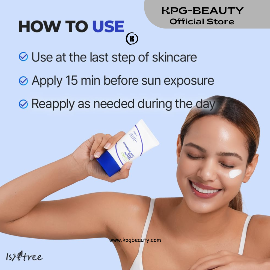 ISNTREE Hyaluronic Acid Daily Sun Gel 50ml, 1.69 fl oz | SPF 30 | Korean Skincare | Moisturizing | No White Cast | Lightweight | Mild Formula | Daily SPF | Korean Sunscreen | Broad Spectrum KPG BEAUTY