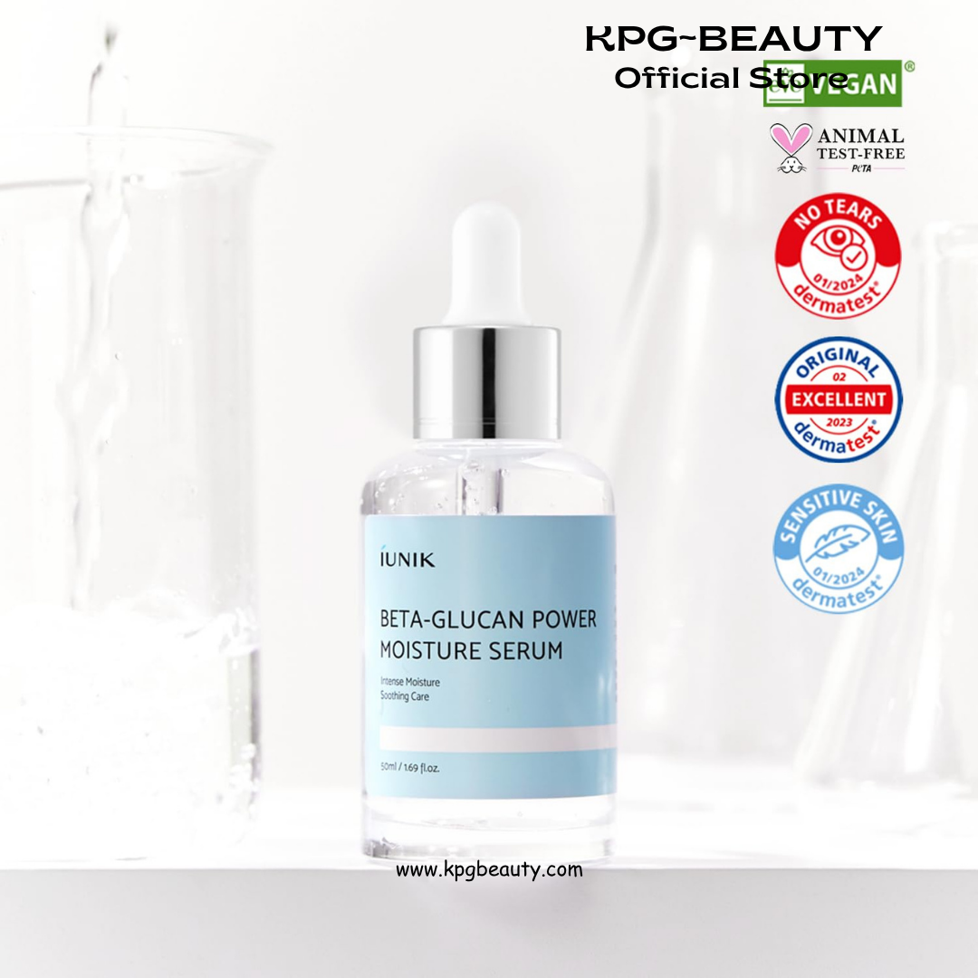 IUNIK Beta-Glucan Power Moisture Serum – Beta-Glucan & 7 Types of Peptides Deep Hydration Vegan Serum for Dry, Mature & Sensitive Skin, Korean Skincare, 50ml / 1.69 fl oz IUNIK