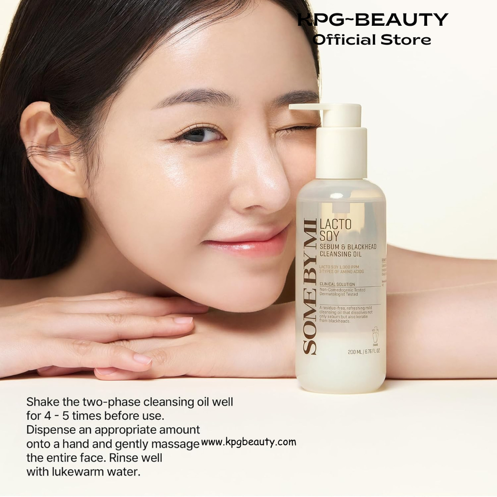 SOME BY MI Lacto Soy Sebum & Blackhead Cleansing Oil – 6.76oz, 200ml – Korean Vegan Makeup-Removing Oil Cleanser with Soybean Extract & Serine – Deep Cleansing for Blackheads & Pore – Korean Skin Care Some By MI