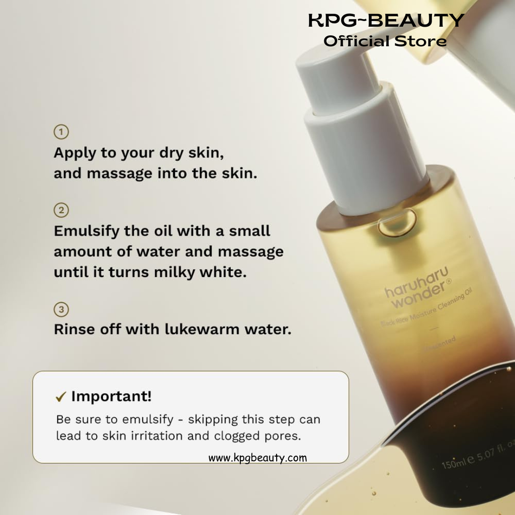 HARUHARU wonder Black Rice Moisture Cleansing Oil, Double Cleansing, Daily Makeup Remover, Pore Oil Cleanser, Korean Skincare, For sensitive, Non-comedogenic, 150ML HARUHARU WONDER