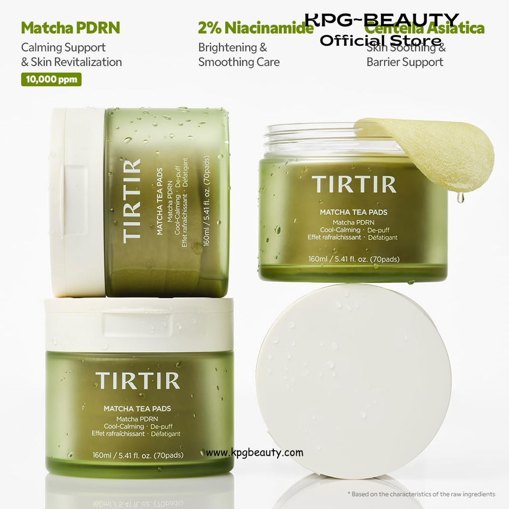 TIRTIR Matcha PDRN Toner Pad | Double-Sided Pad for Refine and Hydration, 10,000ppm Vegan PDRN & 2% Niacinamide, Instant Redness Relief, Daily Calm Soothing Exfoliator, 70 Pads (Pack of 1) TIRTIR