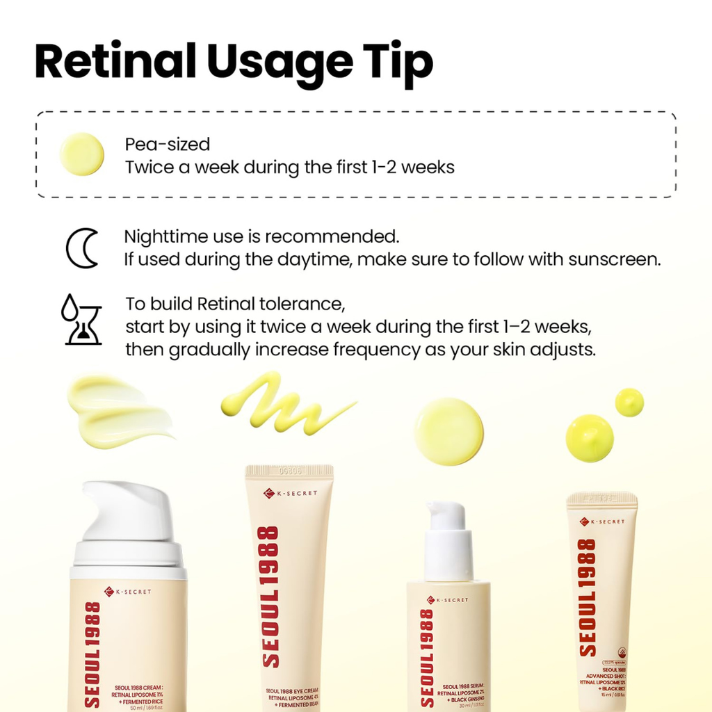 K-SECRET SEOUL 1988 Retinal Cream – Formulated with Advanced Retinal Liposome 1% and Fermented Rice Extract | Daily Fine Lines and Skin Texture Care | Korean Skincare, 50ml KSecret