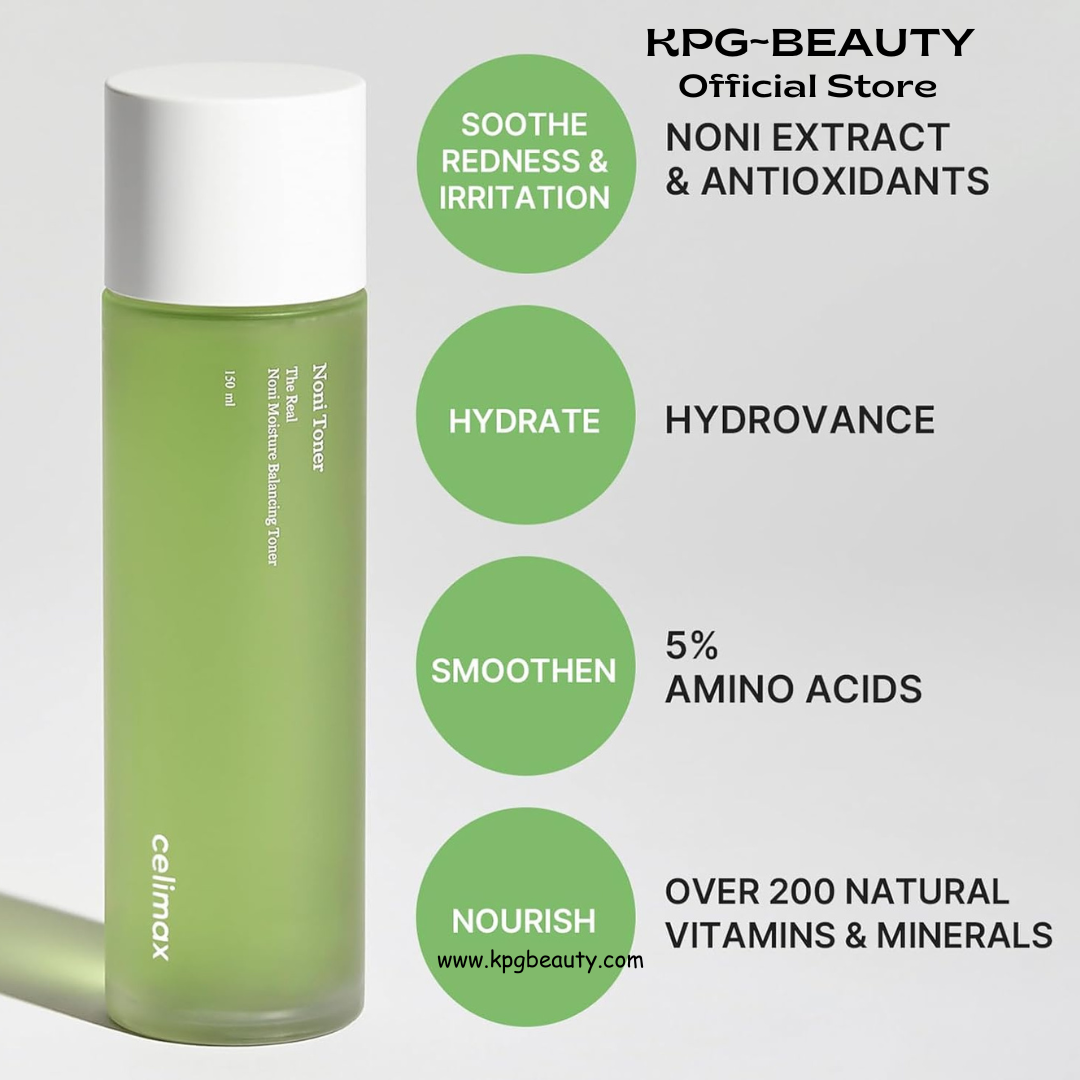celimax Noni Moisture Balancing Toner | with Noni Extract, Facial Astringent, Hydrating, Exfoliating, for Sensitive Dry Skin, Fine Lines, Korean Skincare, 150ml Celimax