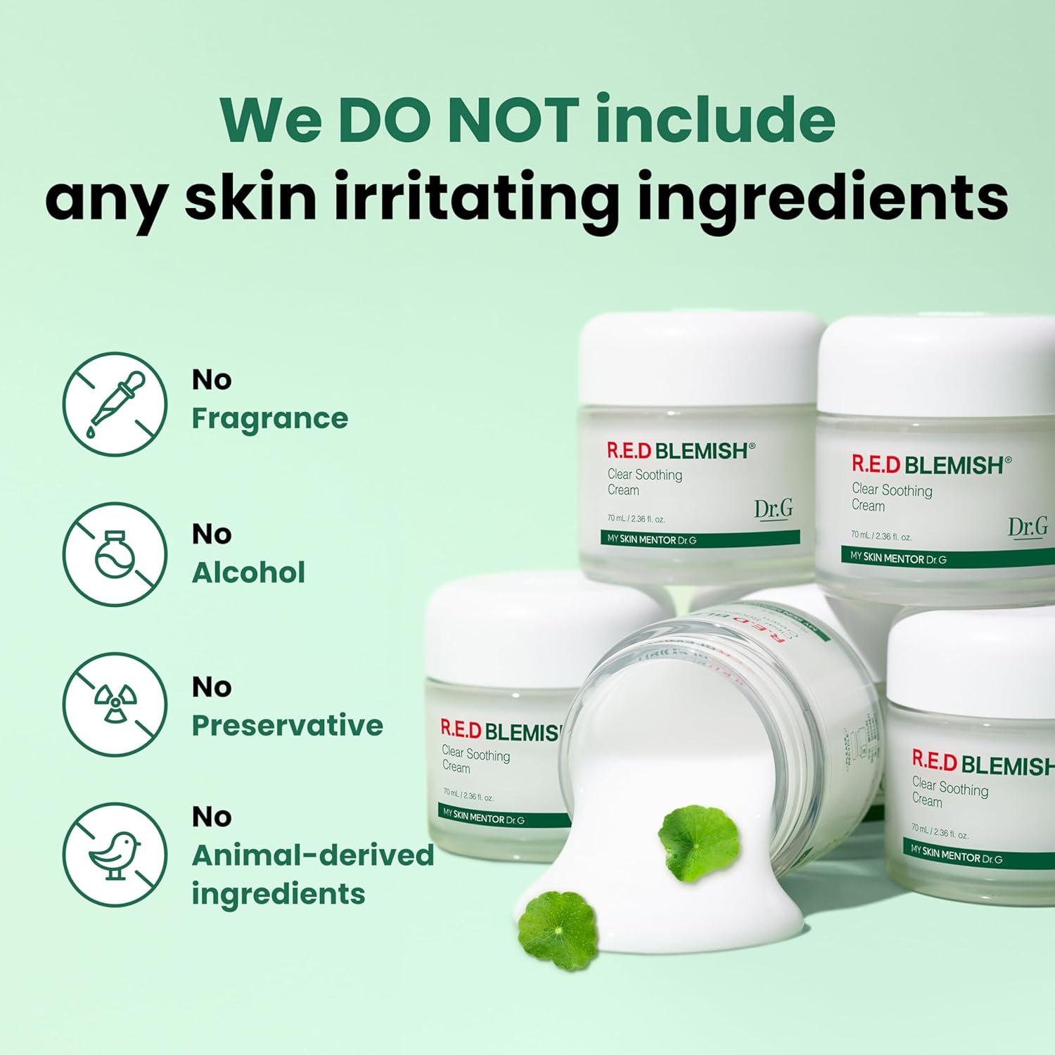 Dr.G Red Blemish Clear Soothing Korean Moisturizer Face Cream, 70ml - Cica Cream, Korean Skin Care Moisturizer, Korean Face Moisturizer, Facial Moisturizer, Korean Skincare, K Beauty Skincare