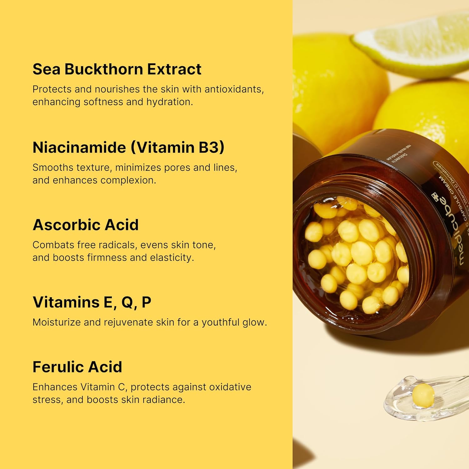 Medicube Deep Vitamin C Golden Capsule Face Moisturizer - Liposome Capsules For Wrinkles, Skin Radiance - Transparent Gel for Glow Hydration