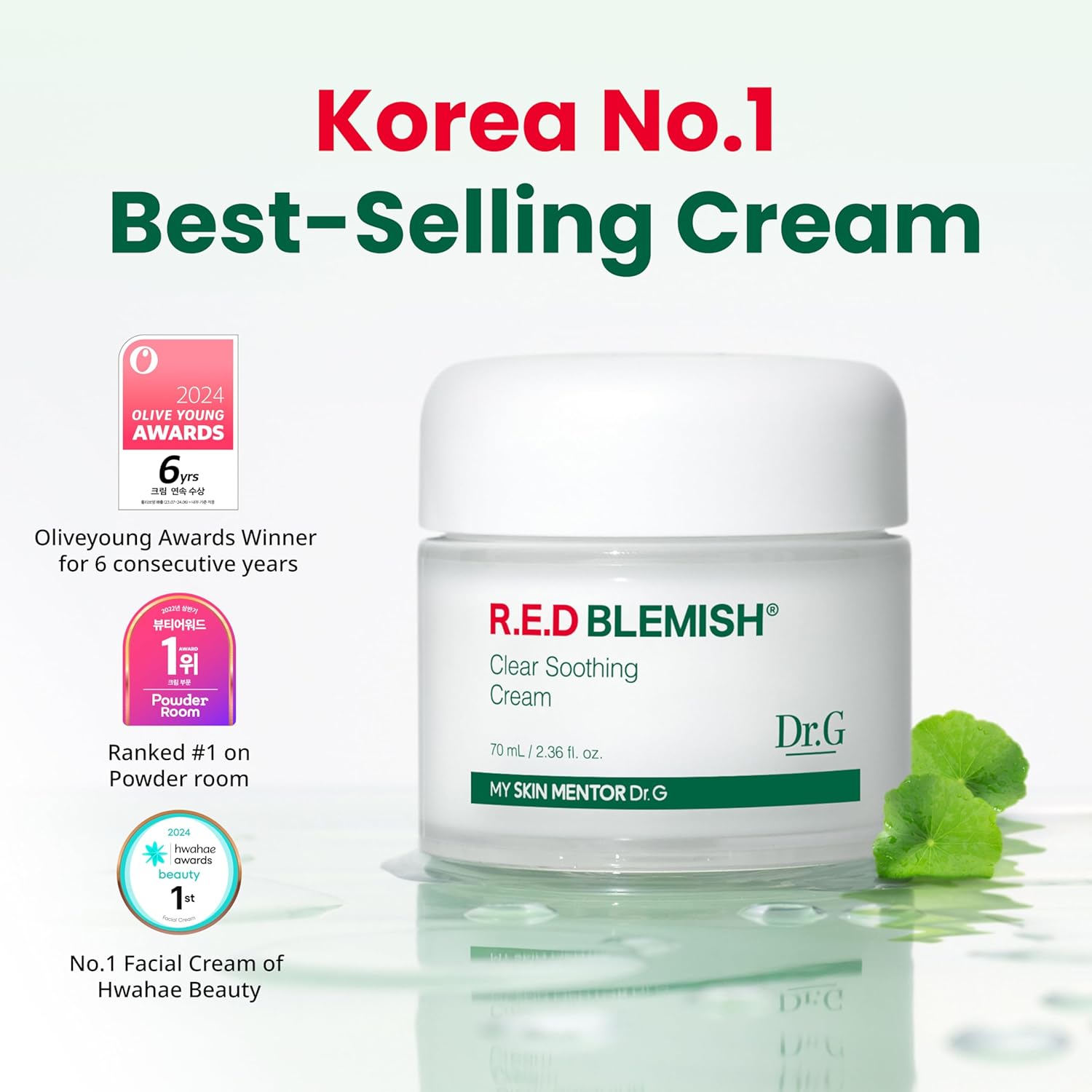 Dr.G Red Blemish Clear Soothing Korean Moisturizer Face Cream, 70ml - Cica Cream, Korean Skin Care Moisturizer, Korean Face Moisturizer, Facial Moisturizer, Korean Skincare, K Beauty Skincare