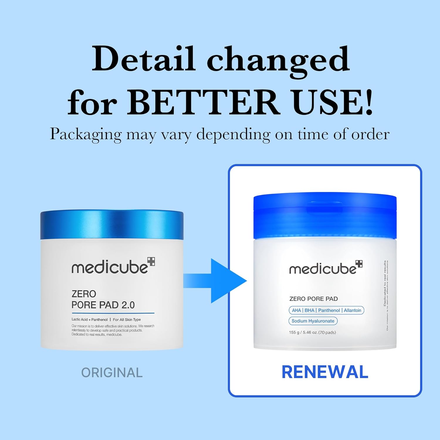 Medicube Zero Pore Pads 2.0, Dual-Textured Facial Toner Pads for Exfoliation and Pore Care with 4.5% AHA Lactic Acid & 0.45% BHA Salicylic Acid, Ideal for All Skin Types, Korean Skin Care (70 units)