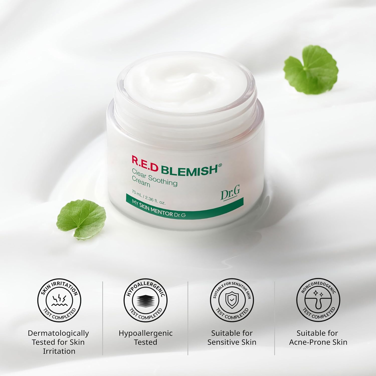 Dr.G Red Blemish Clear Soothing Korean Moisturizer Face Cream, 70ml - Cica Cream, Korean Skin Care Moisturizer, Korean Face Moisturizer, Facial Moisturizer, Korean Skincare, K Beauty Skincare