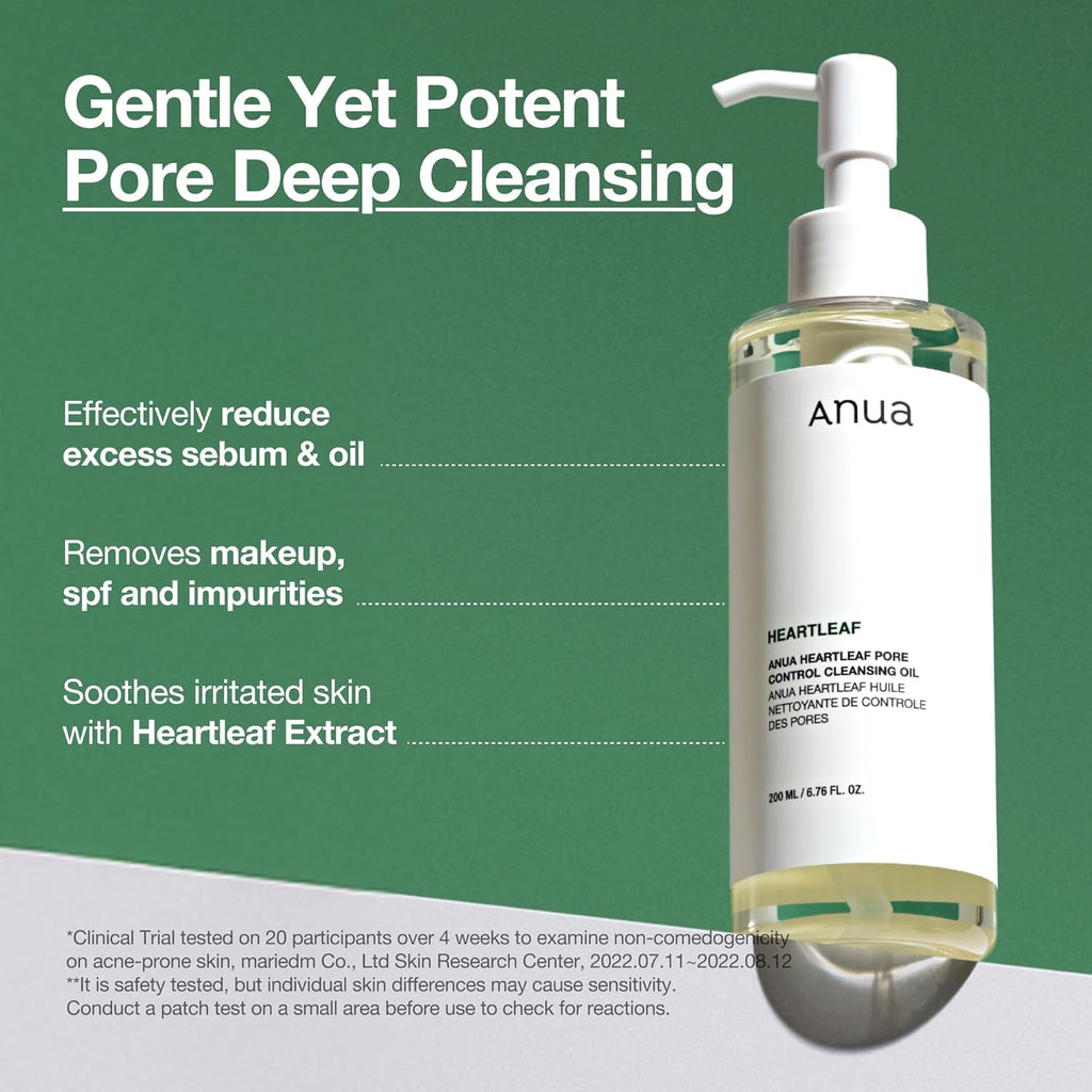 Anua Heartleaf Pore Control Cleansing Oil, Oil Cleanser for Face, Makeup Blackhead Remover, Korean Skin Care 6.76 fl oz(200ml)