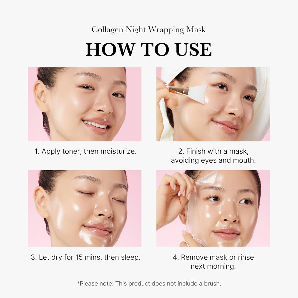 Medicube Collagen Overnight Wrapping Peel Off Facial Mask Pack - Elasticity & Hydration Care, Reduces Sagging & Dullness - Hydrolyzed Collagen For Glowing Skin