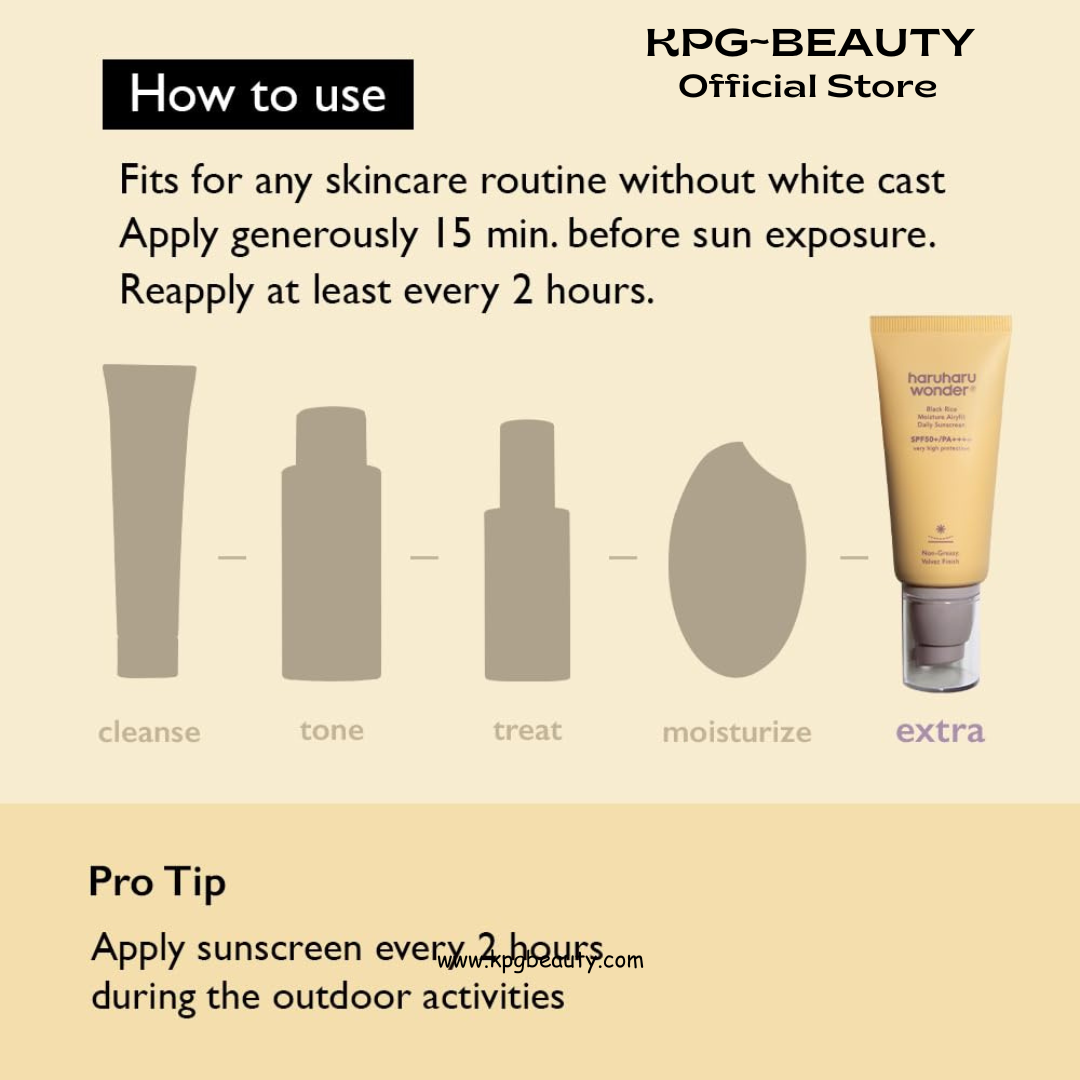 Haruharu Wonder Black Rice Moisture Airyfit Daily Sunscreen 50ML - Velvet Finish, No White Cast, Hydrating, Moisturizing, Korean Skin Care, Vegan, Clean Beauty HARUHARU WONDER