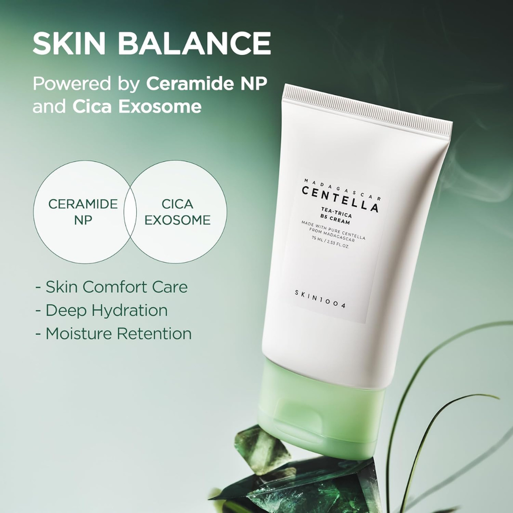 SKIN1004 Tea-Trica B5 Cream, Face Moisturizer with Centella Asiatica & Panthenol B5, Gel Moisturizer for Soothing & Hydrating, Cica Cream with Tea Tree & Centella, Korean Skin Care, 2.53 fl.oz / 75ml SKIN1004