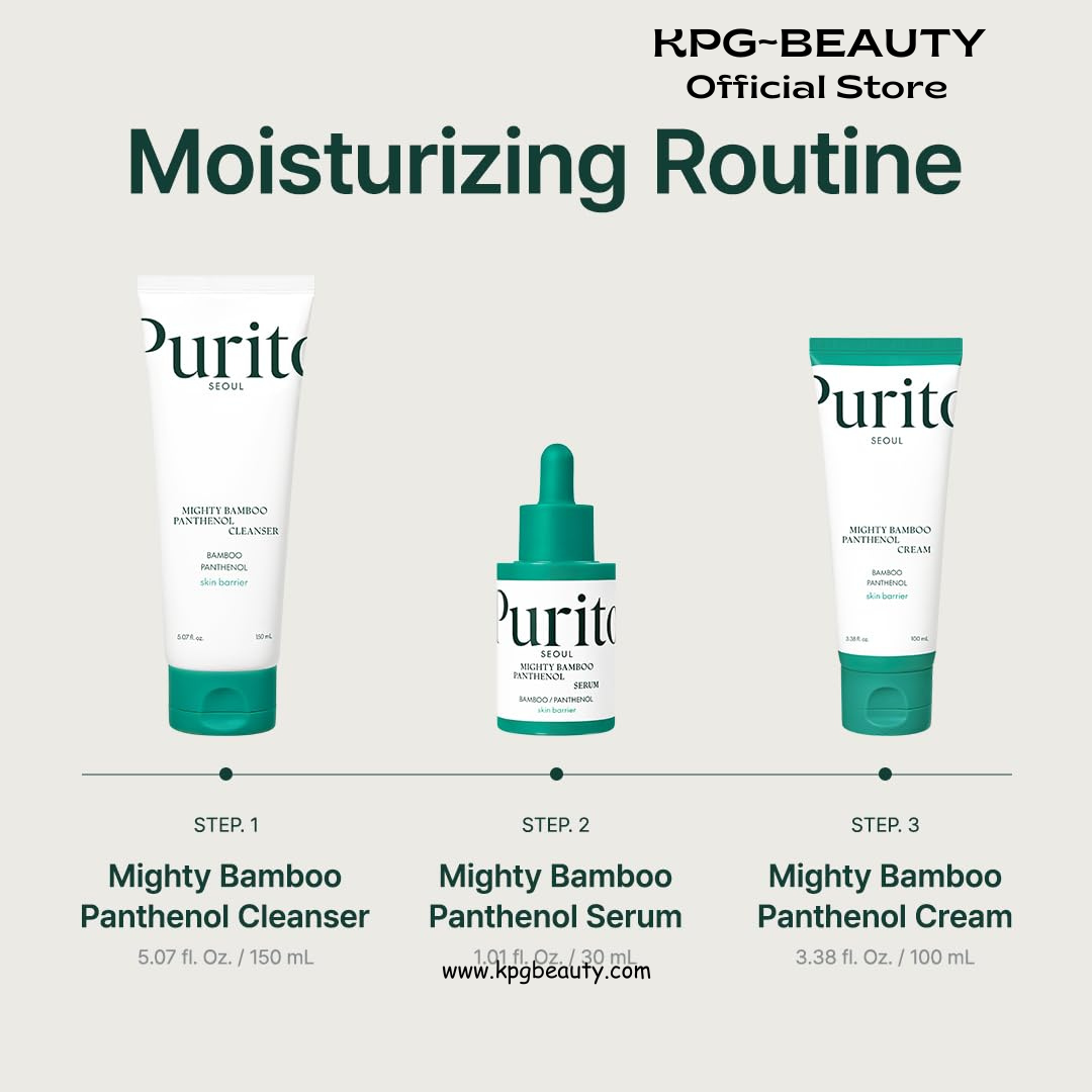 PURITO Mighty Bamboo Panthenol Serum, Glow Serum, Moisture Barrier Repair, for All Skin Types, Fast Absorbing, Deep Hydration, Glass Skin, Vegan & Cruelty-Free, Korean Skincare 1.01 fl.oz / 30 mL Purito Seoul