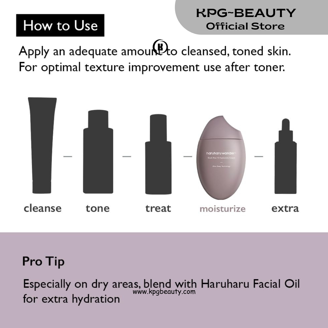 HARUHARU wonder Black Rice 10 Hyaluronic Cream, 1.6 fl oz, Face Moisturizer, Vegan, Cruelty Free, Daily skincare, Korean Skincare 50 ML