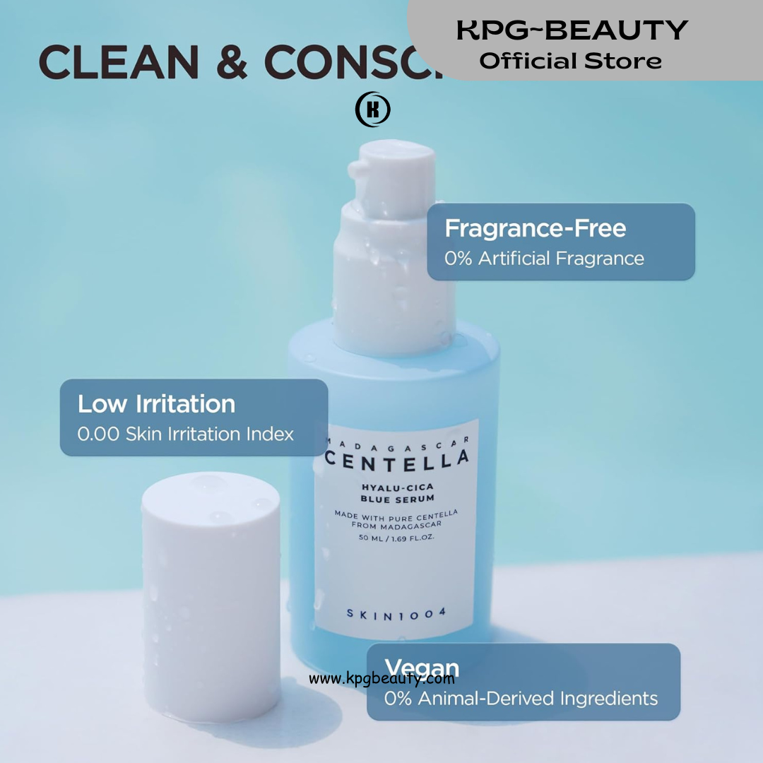SKIN1004 Hyalu-CICA Blue Serum | 5 Layer Hyaluronic Acid Cica Niacinamide, Hydrating and Refreshing Multi-Care Solutions, 50ml KPG BEAUTY