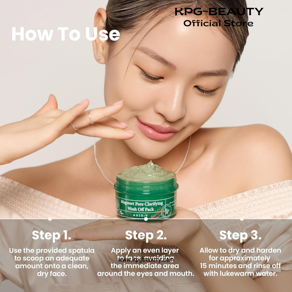 AXIS-Y Mugwort Pore Clarifying Wash Off Pack - Face Exfoliator Targets Clogged Pores, Whitehead & Blackhead Remover - Vegan Korean Skin Care Glass Skin Clay Mask (3.38 fl. oz.) AXIS-Y