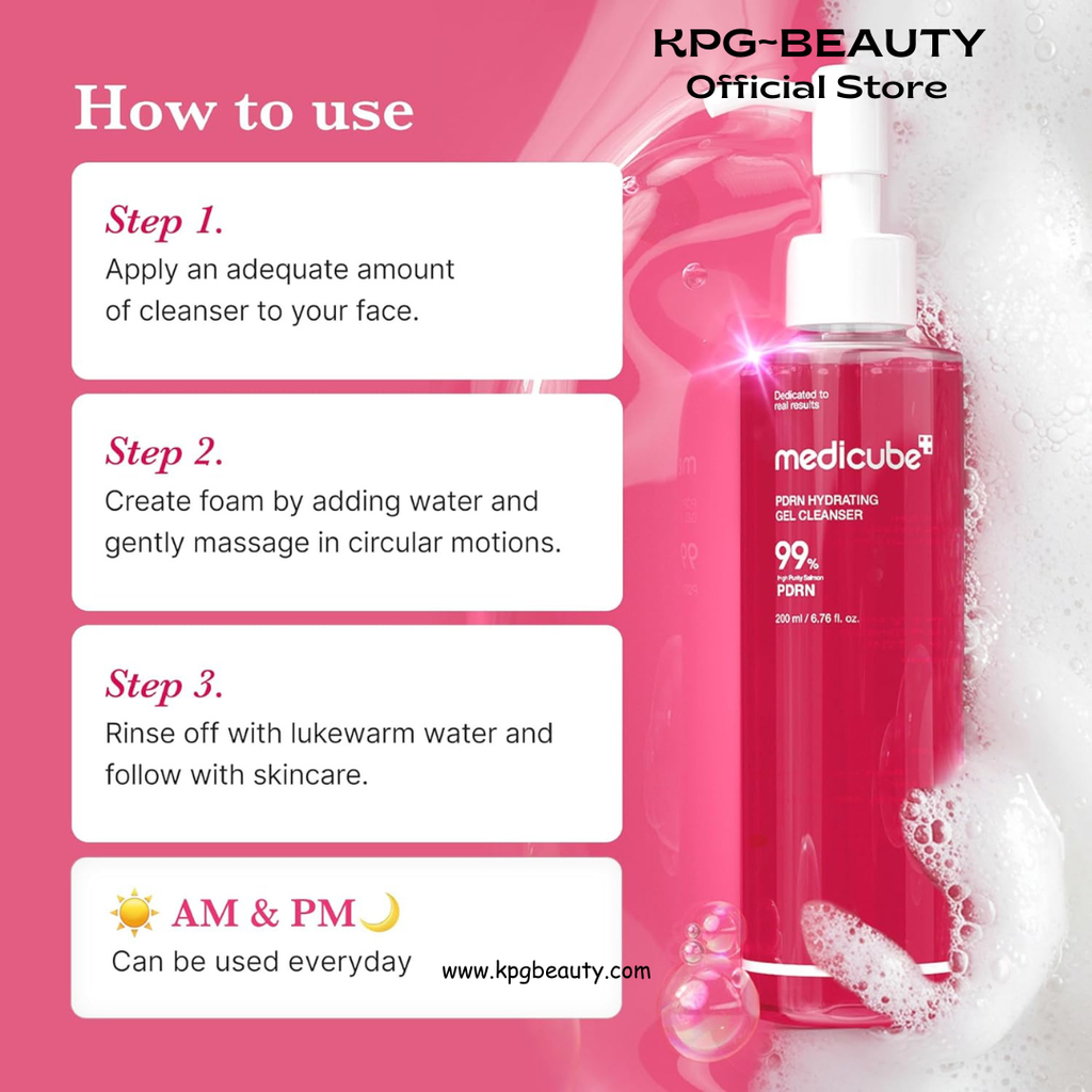 medicube PDRN Double Cleanse Duo: Pink Glutathione Capsule Foam and Jelly to Foam Cleanser | Deep Pore Cleansing, Hydrating Low pH Face Wash | Korean Skincare Set Medicube