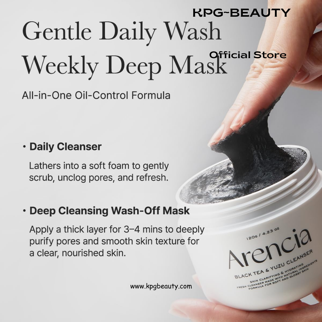 ARENCIA Black Tea Rice Mochi Face Cleanser, 120g, Pore Care, Sebum Control, Oily Skin Arencia