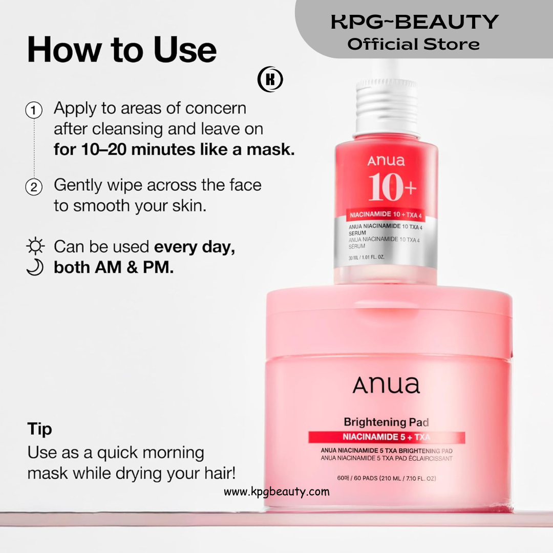 Anua Niacinamide 5 TXA Toner Pads – Hydrating Facial Pad for Even-Looking Skin Tone & Daily Radiance Care, Glow up Under-Eye with Tranexamic Acid, Korean Skin Care (210ml, 60 Pads) KPG BEAUTY