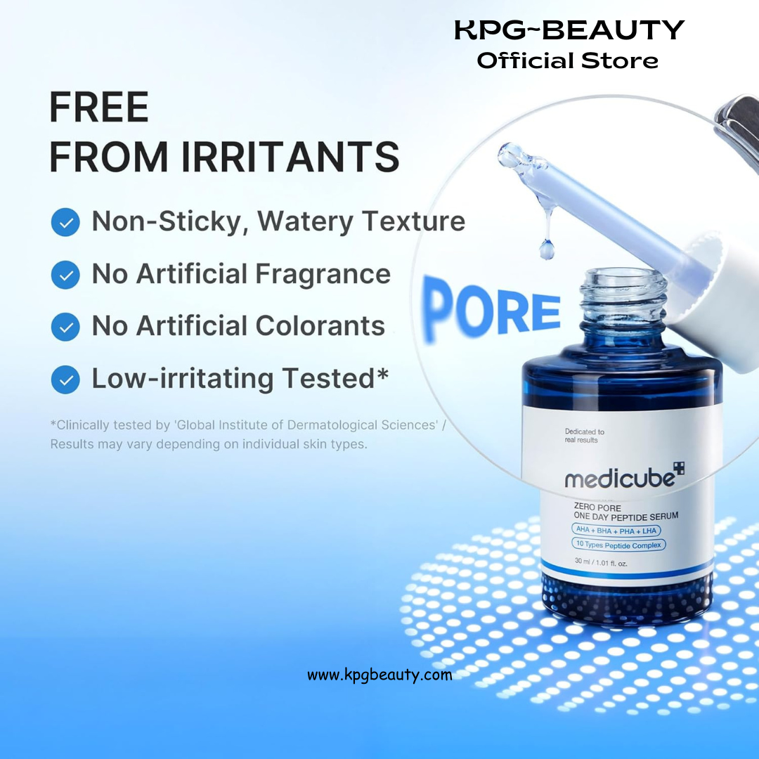 medicube Zero Pore One Day 10 Peptide Serum | Pore Refining & Oil Balancing Serum | AHA, BHA, PHA, LHA + Copper Peptide, GHK-Cu | Daily Pore-Focused Care for Firmness | Korean Skincare, 1.01 fl oz Medicube