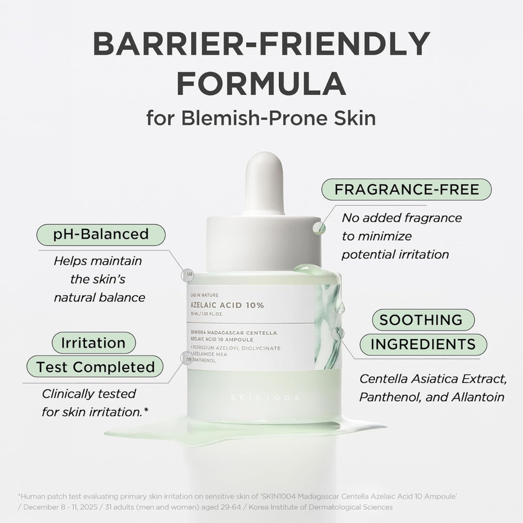 SKIN1004 Azelaic Acid 10% Ampoule, Hydrating Face Serum for Blemish-Prone & Oily Skin, Redness Soothing Serum for face, Visible Marks & Breakout Care with Centella, Korean Skin Care, 1.01 fl.oz / 30ml SKIN1004