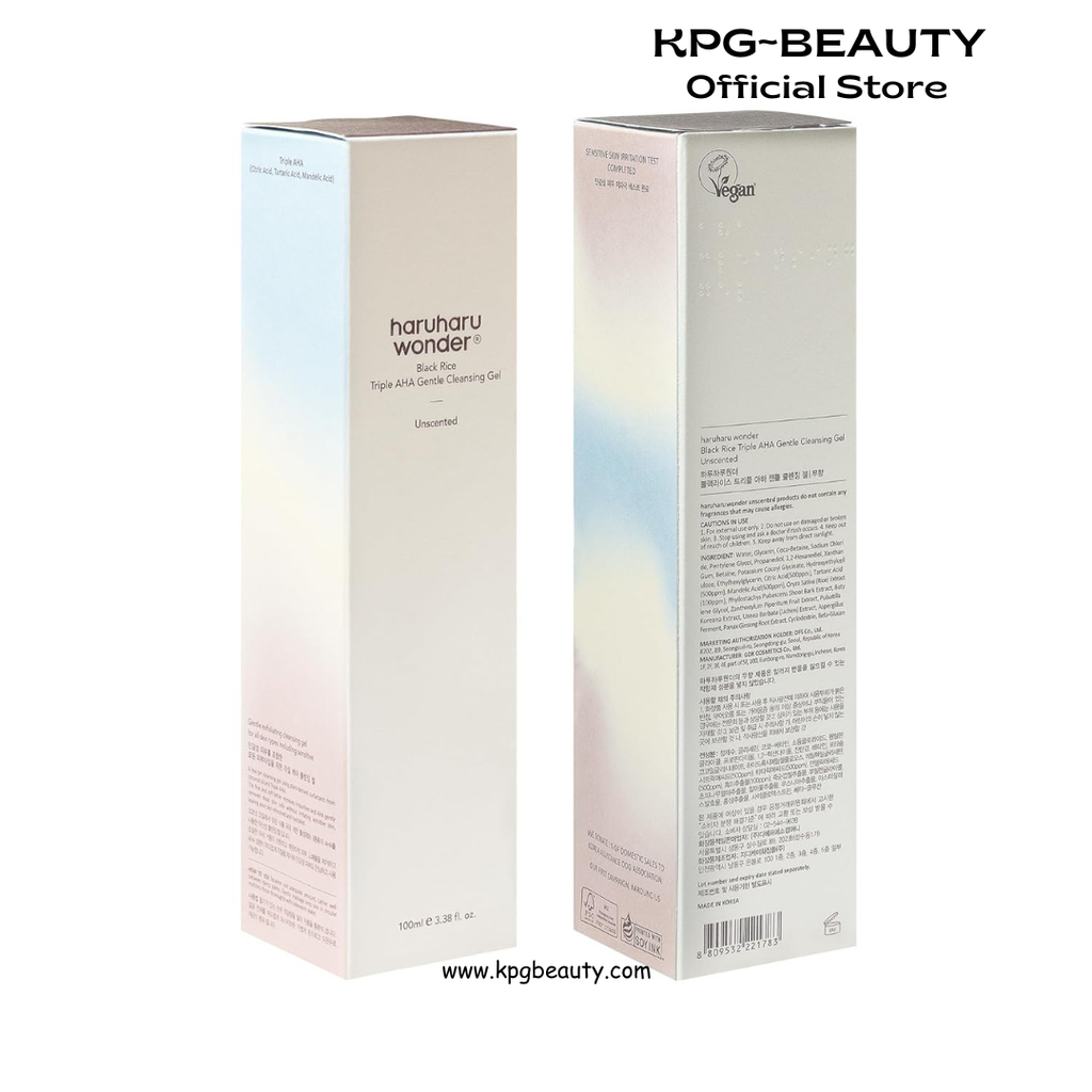 HARUHARU wonder Black Rice Triple AHA Gentle Cleansing Gel, Hydrating Cleansing gel, Gentle exfoliating, Vegan, Travel essentials, Korean Skincare, 100ML HARUHARU WONDER