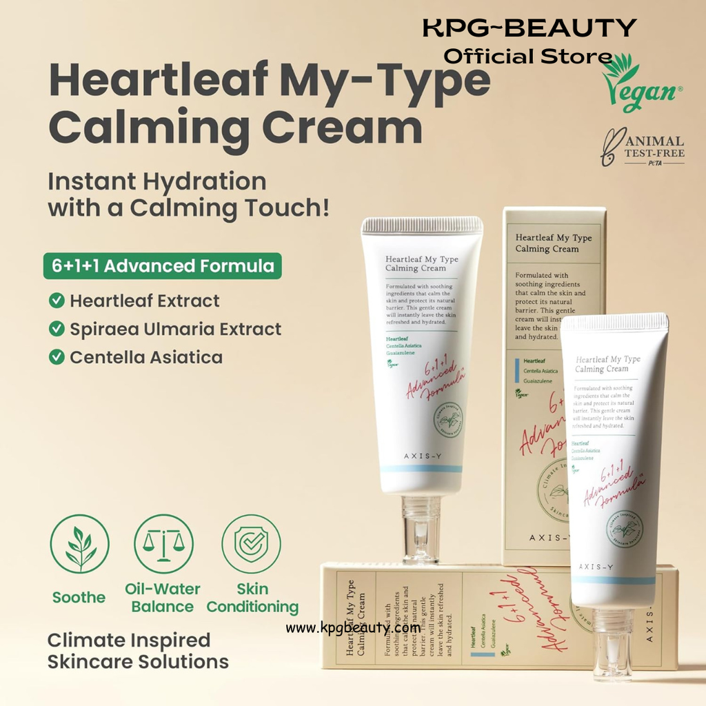 AXIS-Y Heartleaf My Type Calming Cream - Soothing, Redness Relief & Long Lasting Moisture Dewy Skin Daily Face Lotion - Vegan Korean Skin Care Moisturizer Face Cream (2.02 fl. oz.) AXIS-Y